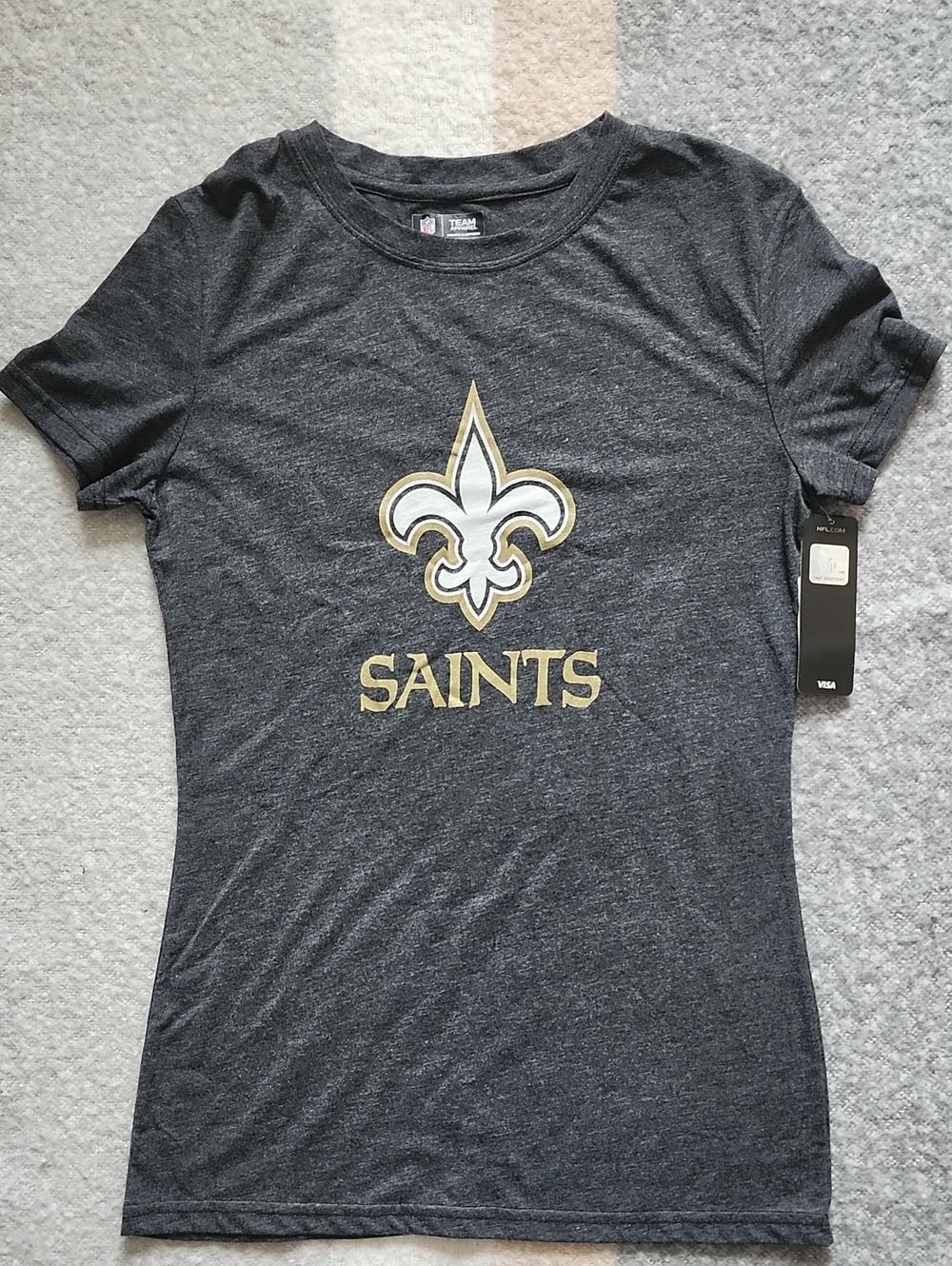 NWT New Orleans Saints Women's T-Shirt Size Large Charcoal Gray NFL Team Apparel